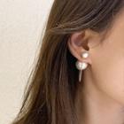 Faux Pearl Chained Earring 1 Pair - Silver Needle - As Shown In Figure - One Size