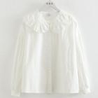 Doll-collar Button-up Blouse White - One Size
