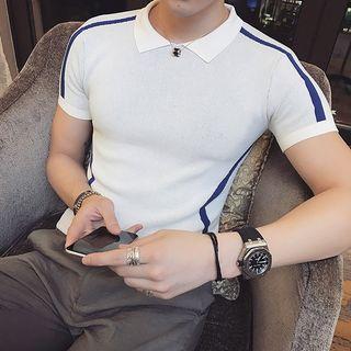Panel Short-sleeve Collared Top