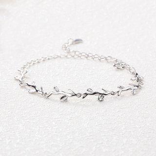 925 Sterling Silver Branches Bracelet White Gold - One Size