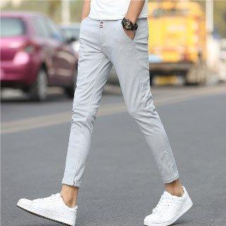 Plain Cslim-fit Cropped Pants