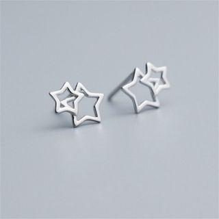 925 Sterling Silver Double Star Earring