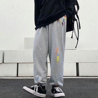 Graffiti Print Straight Cut Pants