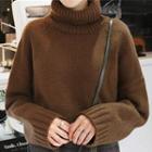 Turtleneck Sweater Dark Brown - One Size