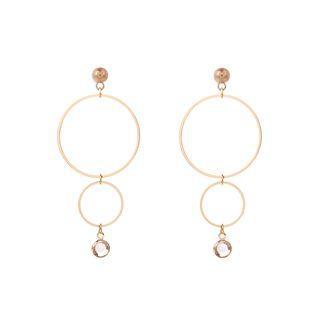 Faux Crystal Metal Hoop Dangle Earring