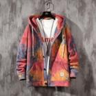 Tie-dye Print Hooded Button-up Jacket