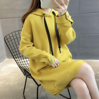 Long-sleeve Plain Hoodie Dress
