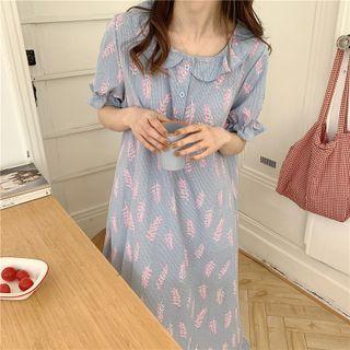 Short-sleeve Print Sleepdress As Figure - One Size