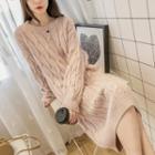 Long-sleeve Twist-knit Midi Sweater Dress