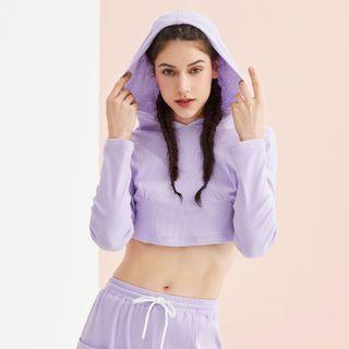 Eco-friendly Plain Long-sleeve Cropped Hoodie