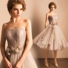 Strapless Lace Mini Prom Dress