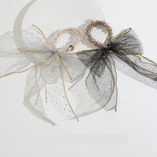 Glitter Mesh Bow Hair Tie