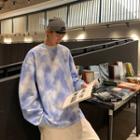 Long-sleeve Round Neck Tie-dye Sweatshirt