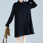 Long-sleeve Ruffle Hem Collar Dress