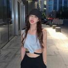 Sleeveless Color Block Cropped Top As Shown In Figure - One Size