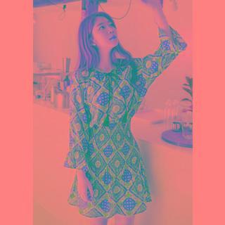 Tassel-neck Smocked Paisley Dress