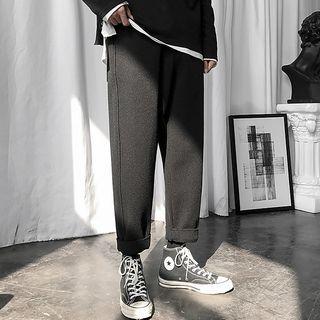 Drawstring Plain Woolen Pants