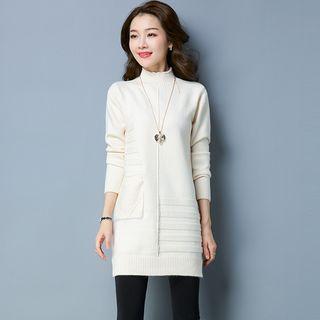 Long-sleeve Plain Knit Tunic