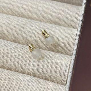 Lightbulb Glass Alloy Earring 01 - 1 Pair - Earrings - White & Green - One Size