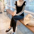 Slim-fit Striped Knit Top Black - One Size