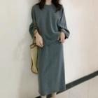 Set: Plain Knit Top + Midi A-line Knit Skirt