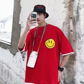 Mock Two-piece Smiley Face T-shirt