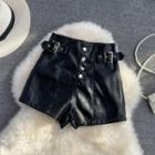 Buckled Faux Leather Hot Pants