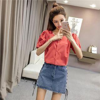 Short-sleeve Single-breasted Top