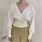 Long-sleeve Double Breast Cardigan Off-white - One Size