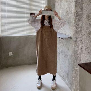 Corduroy Straight-cut Pinafore Dress