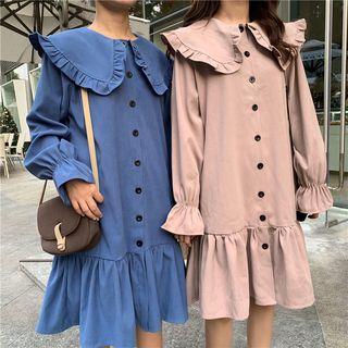 Frilled Peter Pan Collar Shirtdress