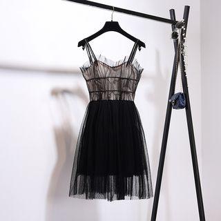 Mesh Spaghetti Strap A-line Dress