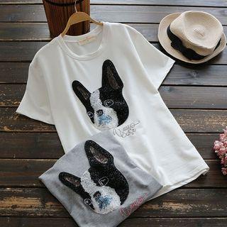 Short-sleeve Applique Embellished T-shirt