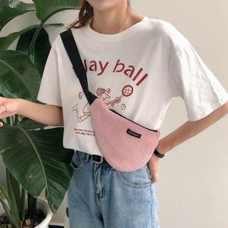 Applique Corduroy Belt Bag