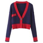 Two-tone Single-buttoned Cardigan