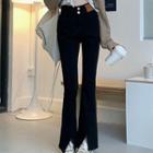 High-waist Buttoned Split Boot Cut Jeans