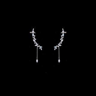 Rhinestone Drop Earring 1 Pair - S925 Silver Needle Earrings - One Size