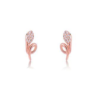 Fashion Rose Gold-plated Snake Stud Earrings With White Austrian Element Crystals