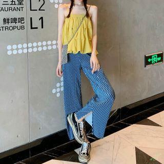Open-back Camisole Top / High-waist Wide-leg Pants