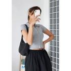 Collared Snap-button Crop Top