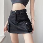 High Waist Side Pocket Miniskirt