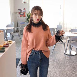Drop-shoulder Beribboned Back Sweater