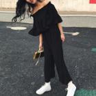 Elbow-sleeve Off Shoulder Jumpsuit