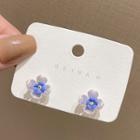 Floral Stud Earring E2949 - 1 Pair - Blue & White - One Size