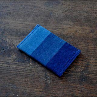Striped Short Wallet Light Blue & Mid Blue & Dark Blue - One Size