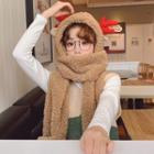 Reindeer Themed Hooded Fluffy Scarf