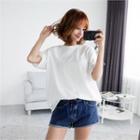 Elbow-sleeve Colored Cotton T-shirt