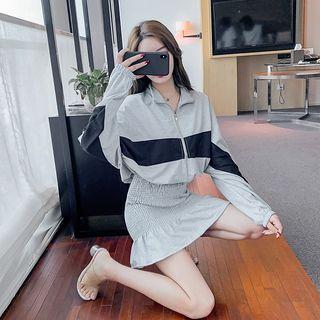 Color Panel Mini Mermaid Sweatshirt Dress