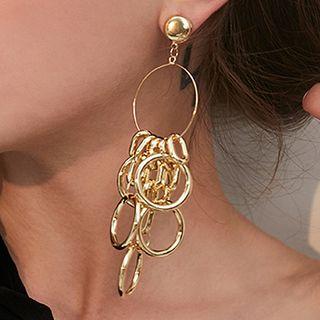 Interlocking Alloy Hoop Dangle Earring 1 Pair - 925 Silver - One Size