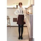 Slit Wool Blend A-line Miniskirt